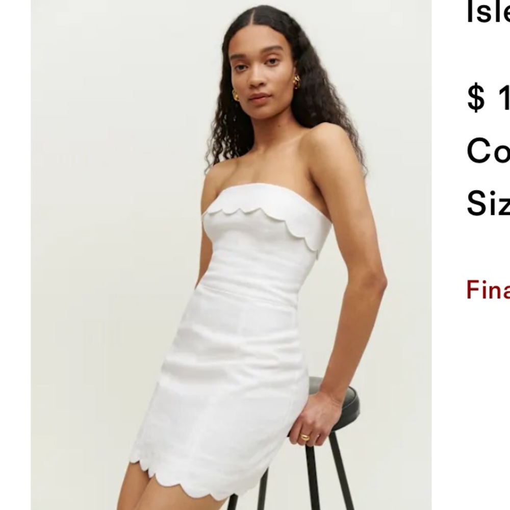 Reformation Isles Linen Dress White - Size 6